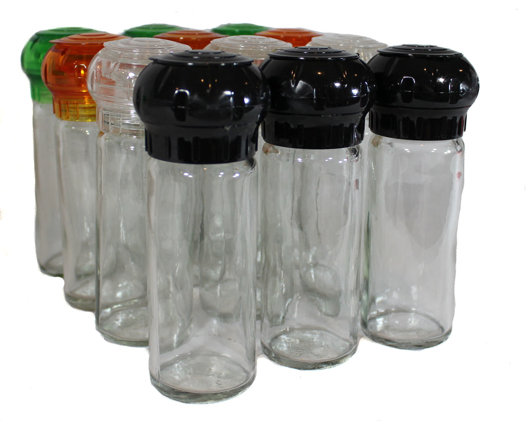 Spice Bottle Round Glass with shaker and label, Sale Items