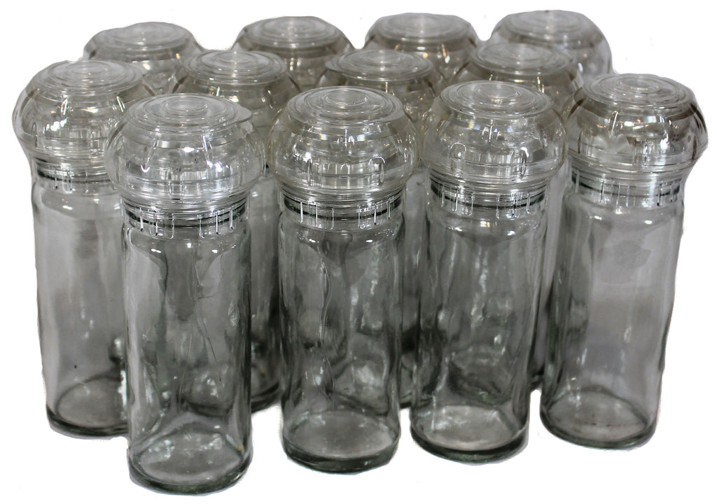8 oz. Clear plastic jars w/black dome top - 1 dozen